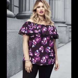 Addition Elle Michel Studio Floral Off the Shoulder Blouse Size 14